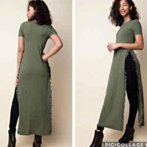 HP!!! 🎉🎉Maxi Olive T-Shirt w/Ruffles...